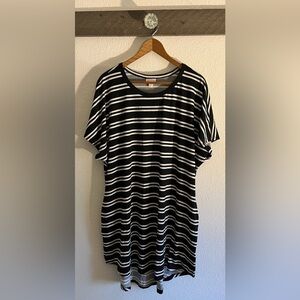 Lularoe Christy Dress Black And White Striped Scoop Neck Size 3XL